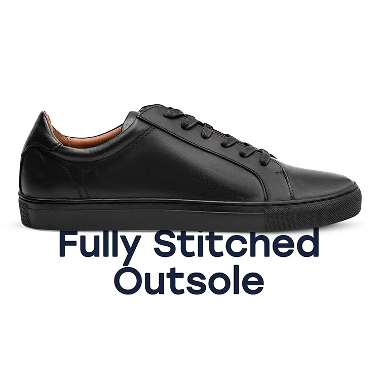 Hot Selling Custom Fashion Design Comfortable Black PU Sneakers Men Casual Shoes
