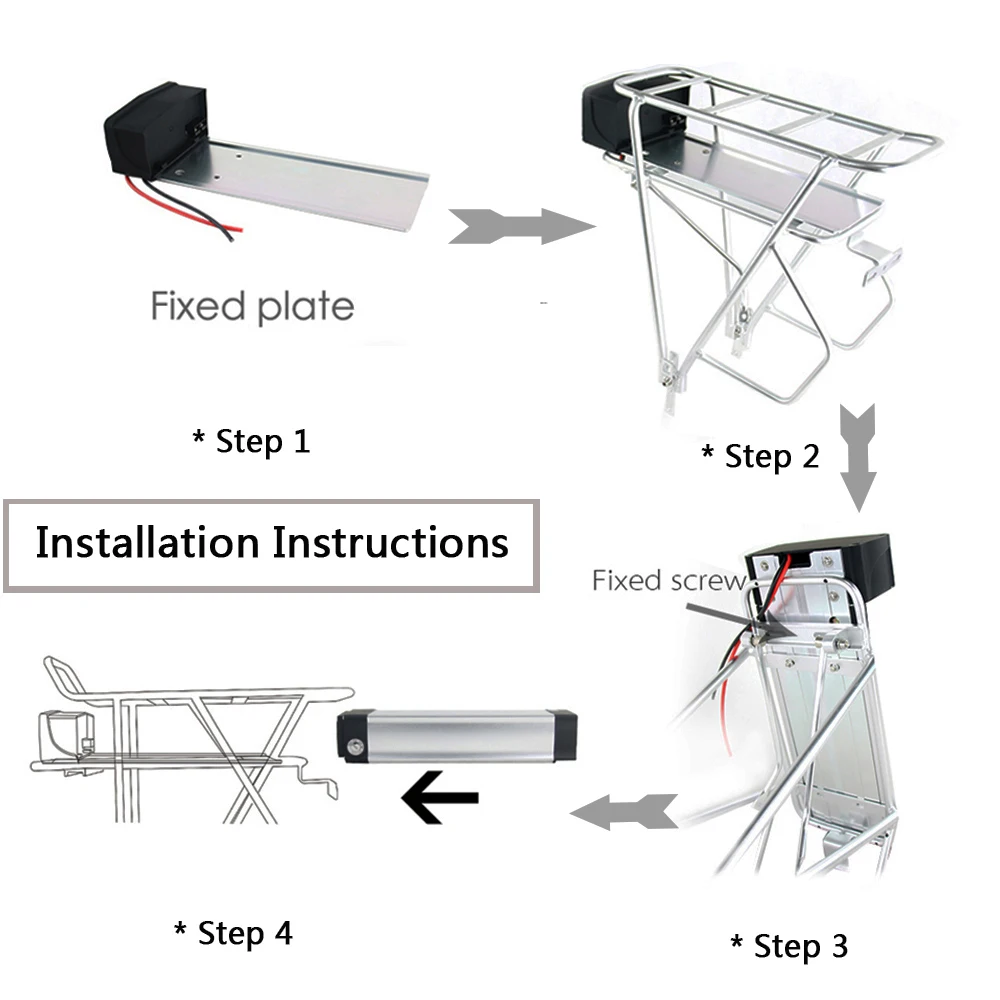 High Quality 52v 20ah Ebike Rear Rack Lithium Ion Battery 48v 20ah Lithium Battery For Electric Bicycle E Bike