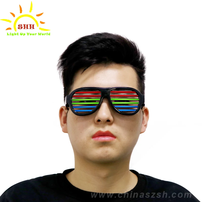 Light Up Shutter Sound Reactive Glasses for Music Party,Flashing Glasses for Men and Women