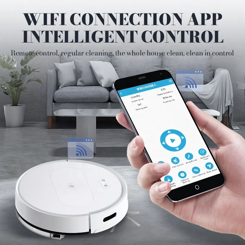 Robot Vacuum and Mop Combo 2 in 1 App Control Self-Charging Robotic Vacuum Cleaner for Low Carpet Hard Floor Pet Hair