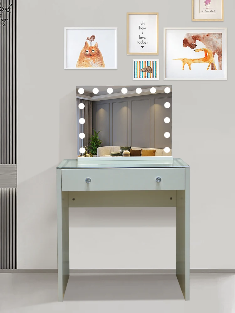 Hot Sale Spray High Gloss Paint Small Speaker Vanity Dressing Table 2 3 Drawer Thickened Nail Table Bedroom Dressing Table