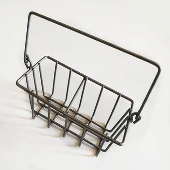 Milk Bottle Carrier Wire Basket With Wood Handle