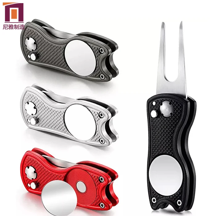 Инструмент для ремонта Гольф Divot переключающее лезвие гравировка мяч маркер клюшка для гольфа Выдвижная Кнопка Аксессуары для гольфа складной инструмент для гольфа