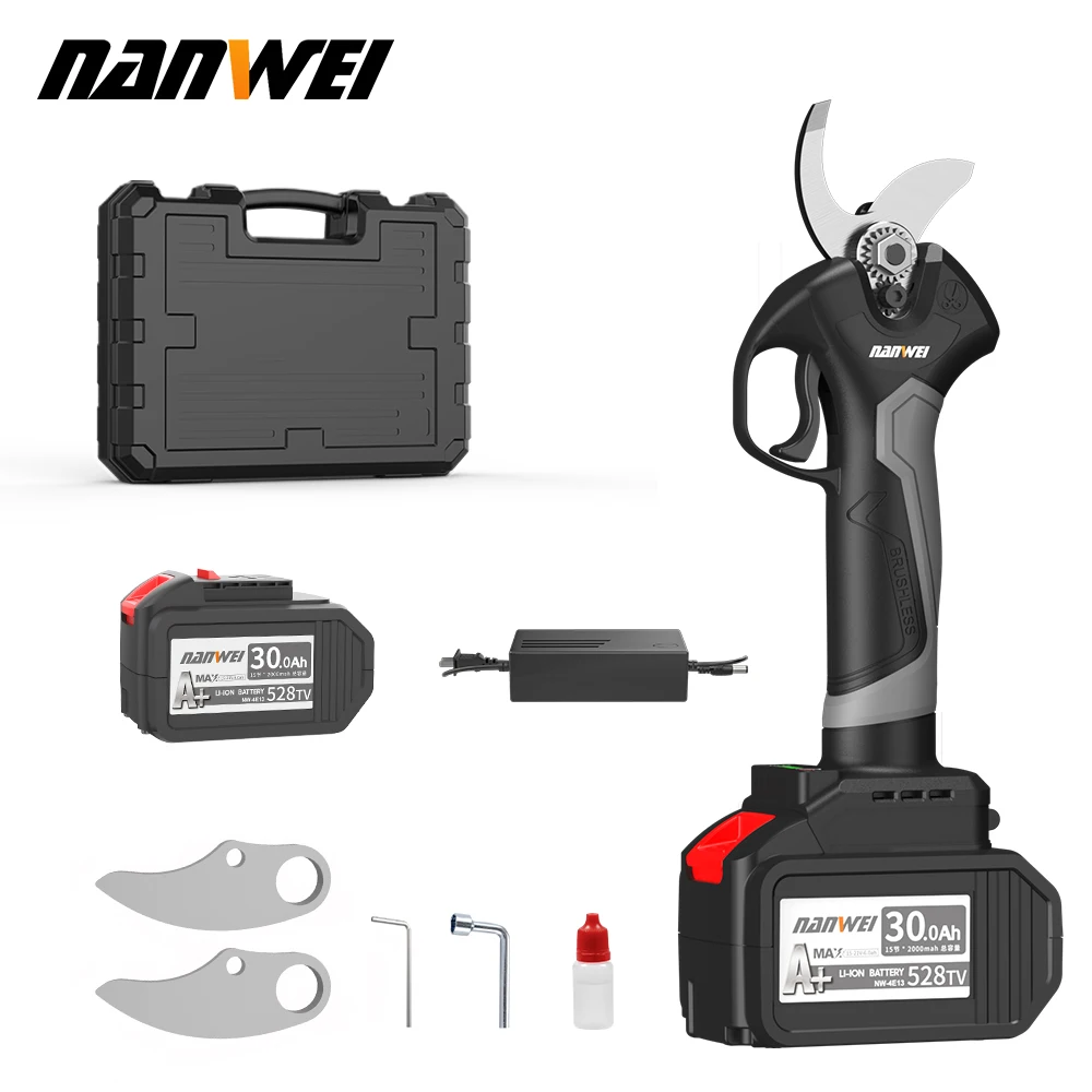 Nanwei Professional Lithium Battery Powered Garden Tree Pruning Shears Electric Lithium Battery Cordless Branch Pruning Shears