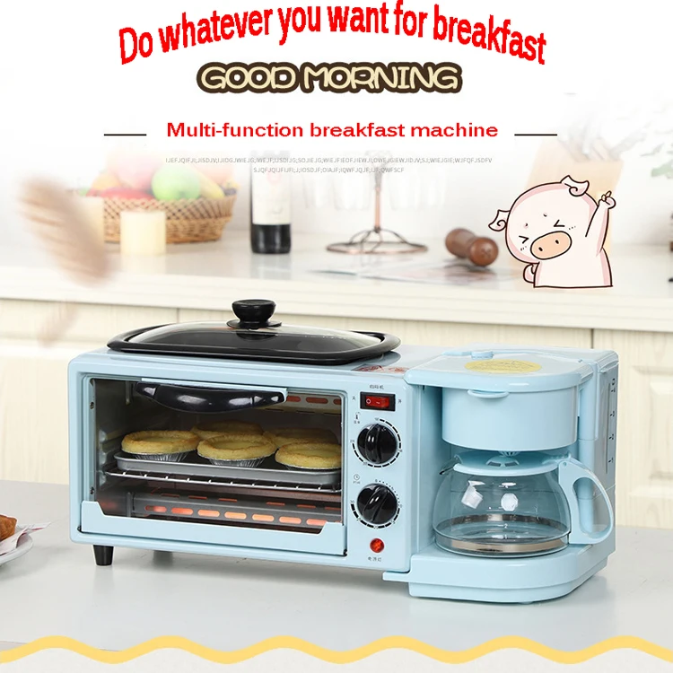 Multi function  3 in 1 with toaster coffee maker and frying pan breakfast machine