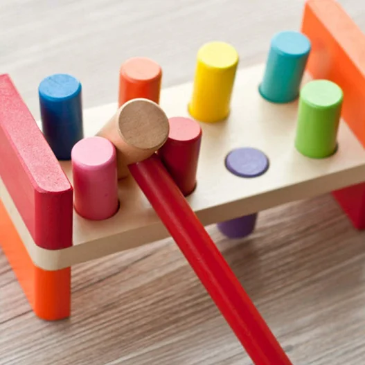 Pounding Bench Wooden Toy with Mallet hammering Block Punch and Drop Instruments
