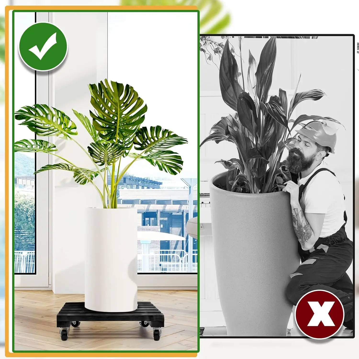 8 Pack Heavy Duty Rolling Plant Stand Roller Base Potted Plant Dolly for Outdoor Indoor Patio Planter