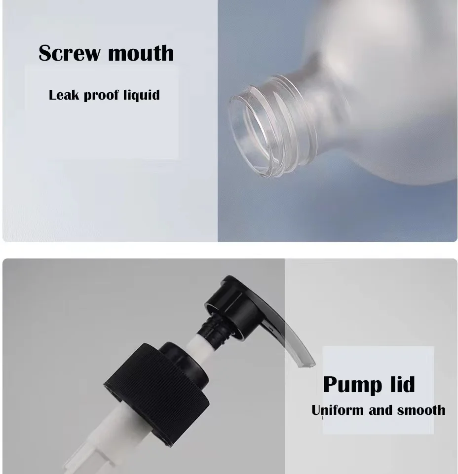 300ml 500ml clear frosted PET plastic empty cosmetic press bottle Plastic Shampoo Bottle with pump lid
