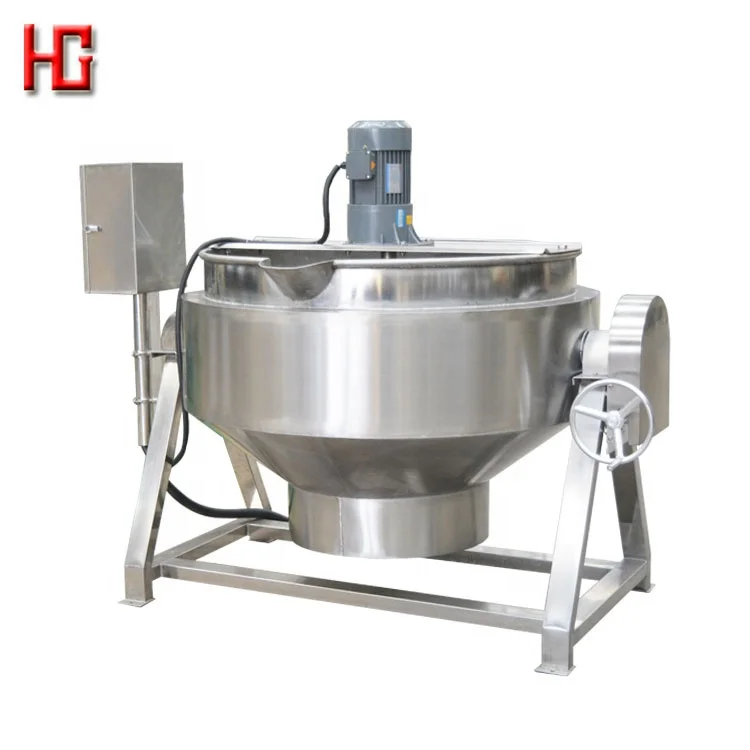500 liters industrial tiltable jam maker jacketed kettle pork meat / beef cooking pot gas heating cooking mixer