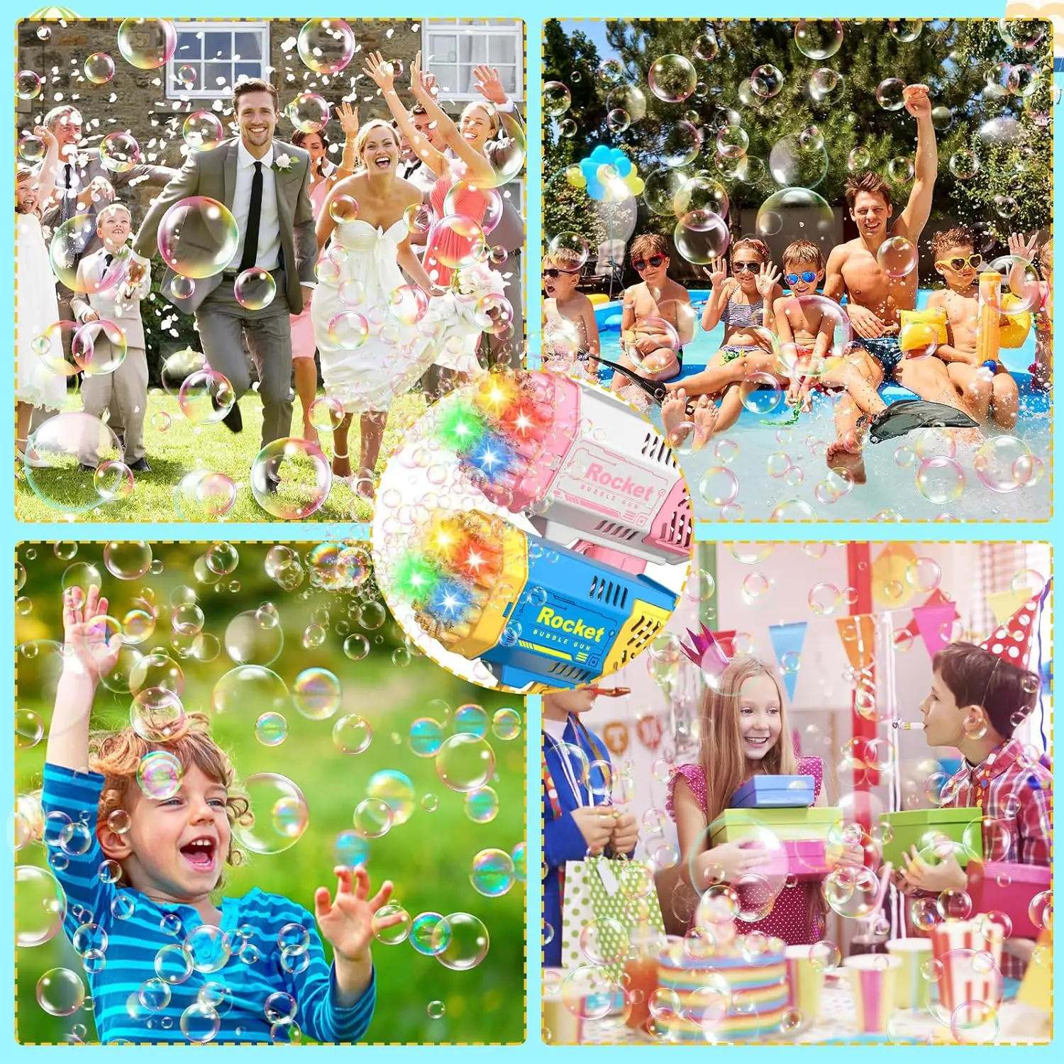 40 Holes Bubble Bazooka Machines Mini Bubble Maker Blower Gun Toys for Boys Girls Kids Outdoor Play Summer Party Toys