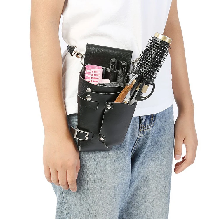 Hair Salon Tool Bag Holster With Belt For Hairdressers, Scissor Pouch Stylist Barber Scissors Leather Waist Tool Bag Shear Hair