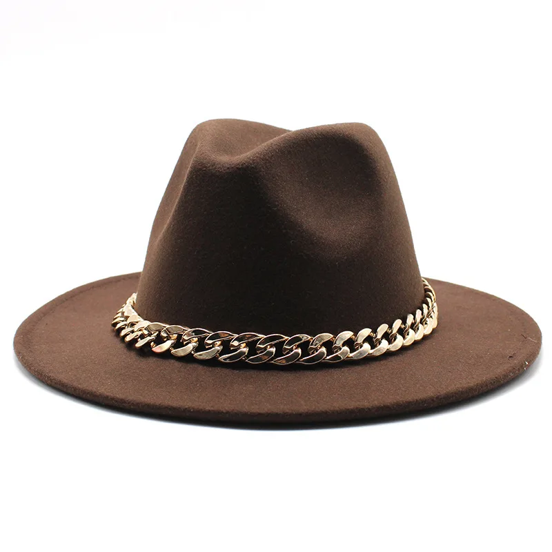 
new design fedora hat with 2.5cm width chain handmade 
