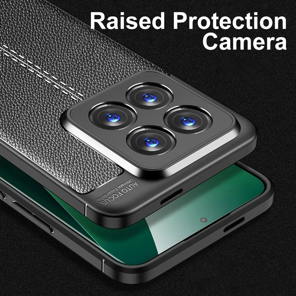 WLONS WLS47 Friendly Lychee Skin Pattern Mobile Drop Proof Camera Lens Protection Tpu Phone Case For Xiaomi 14 Pro