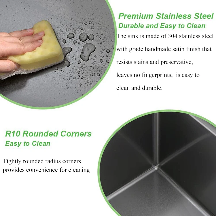 Topmount Kitchen Sink SUS304 Stainless Steel Topmount Kitchen Sink Single Bowl