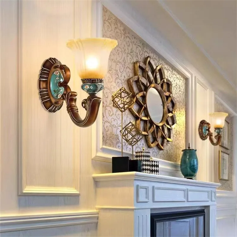Европейский роскошный настенный светильник в американском стиле ретро для гостиной спальни кабинета отеля виллы комнатная прихожая светодиодный