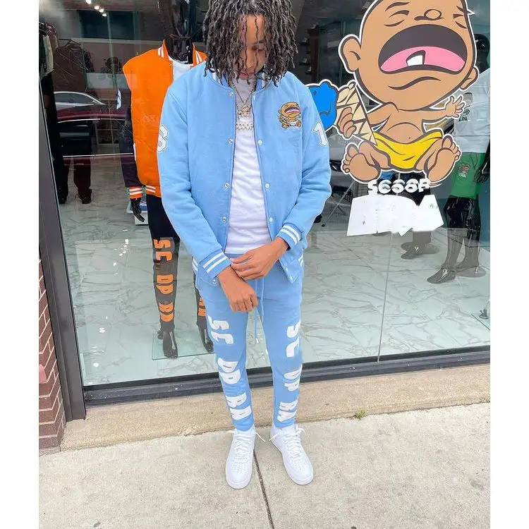 Men Tracksuits Outwear Hoodies Zipper Running Set Winter White Clothing+Pants Large Size Sweatsuit