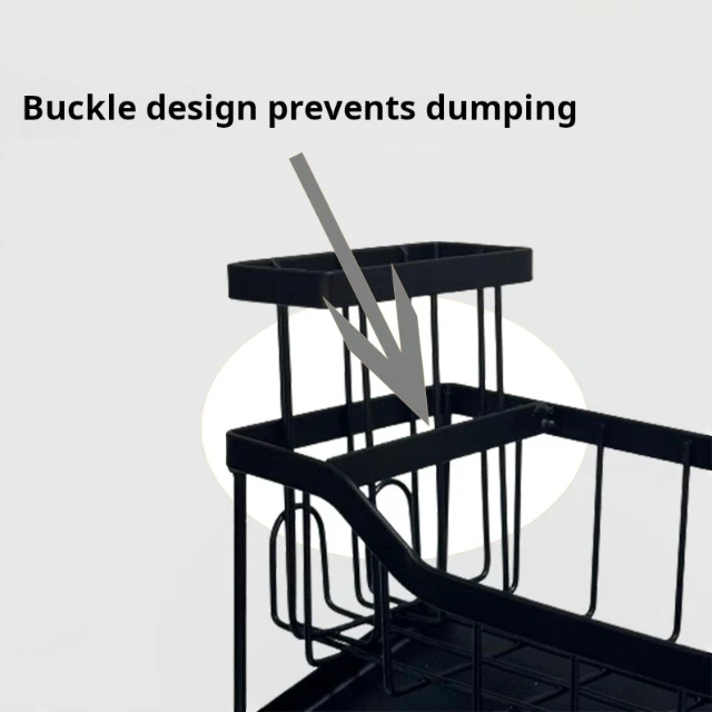 Custom Kitchen Sink Sponge Holder with Towel Bar Carbon Steel Black Soap Dispenser Storage Kitchen Accessories