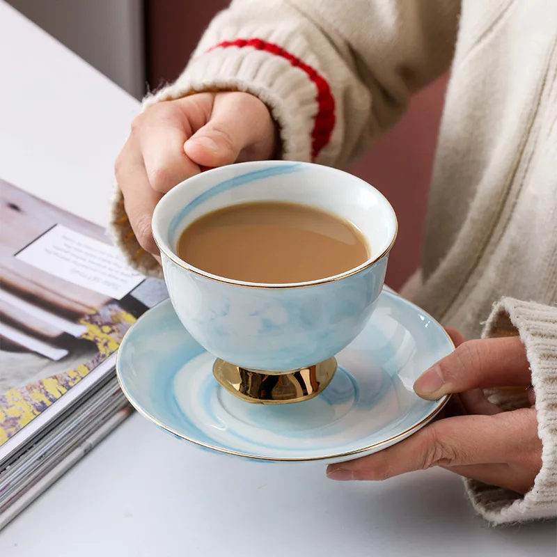 Home fashion creative business simple ceramic coffee mugs with gold rim