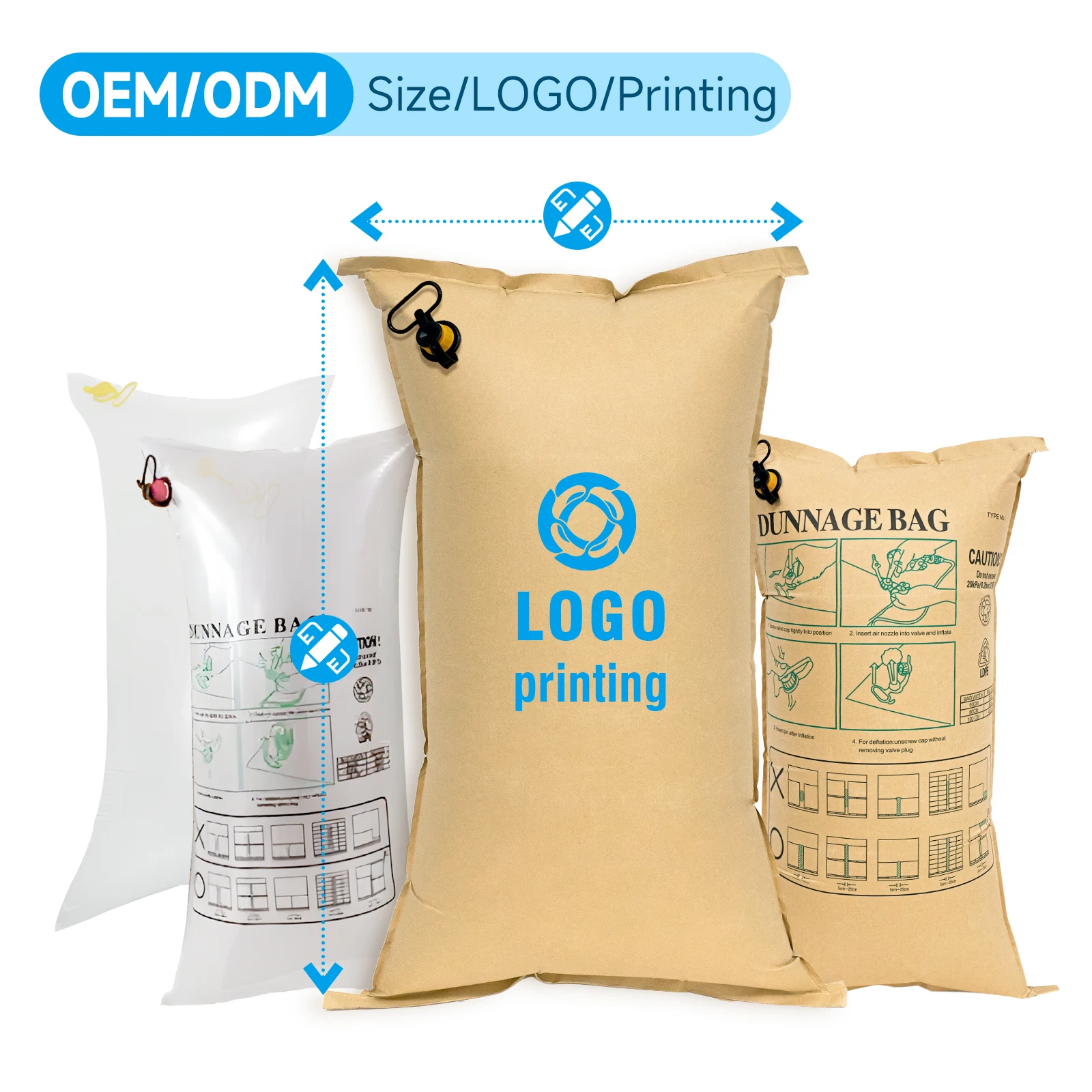Reusable Container Inflatable Dunnage Air Bags Kraft Paper Dunnage Bag