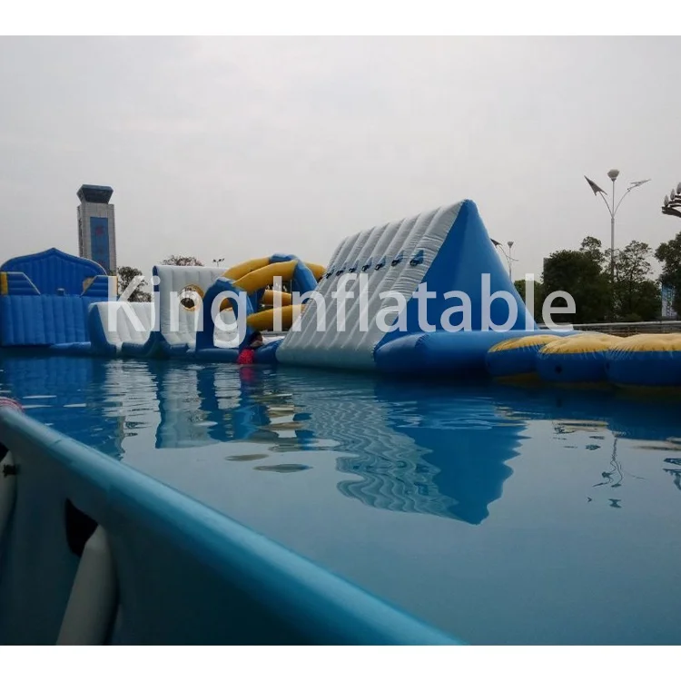 Above ground Steel frame Swimming pool Inflatable Outdoor Water Park with Toys and Slide
