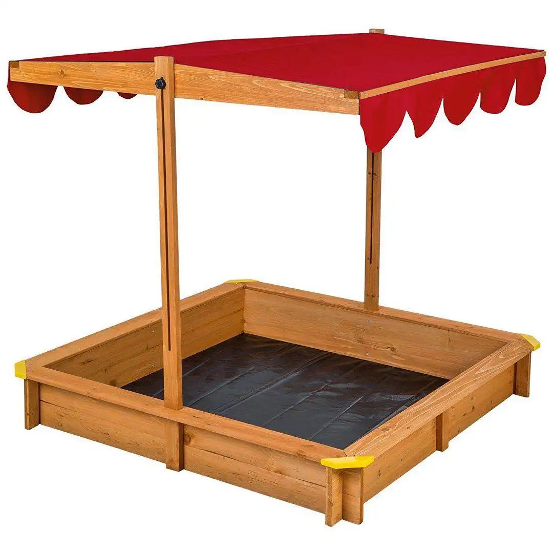 Outdoor Playing Beach Children Wooden Sandbox with Bench Seat for Kids