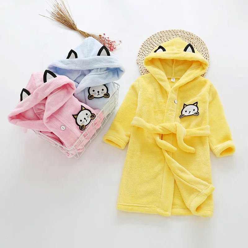 
Wholesale Soft Children Pink Organic Breathable Animal Hooded Bathrobe for Kids 