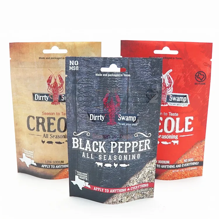 Custom Printing Food Grade Spice Bag Food Spice Stand Up Pouch Spice Plastic Flexible Packaging Bag