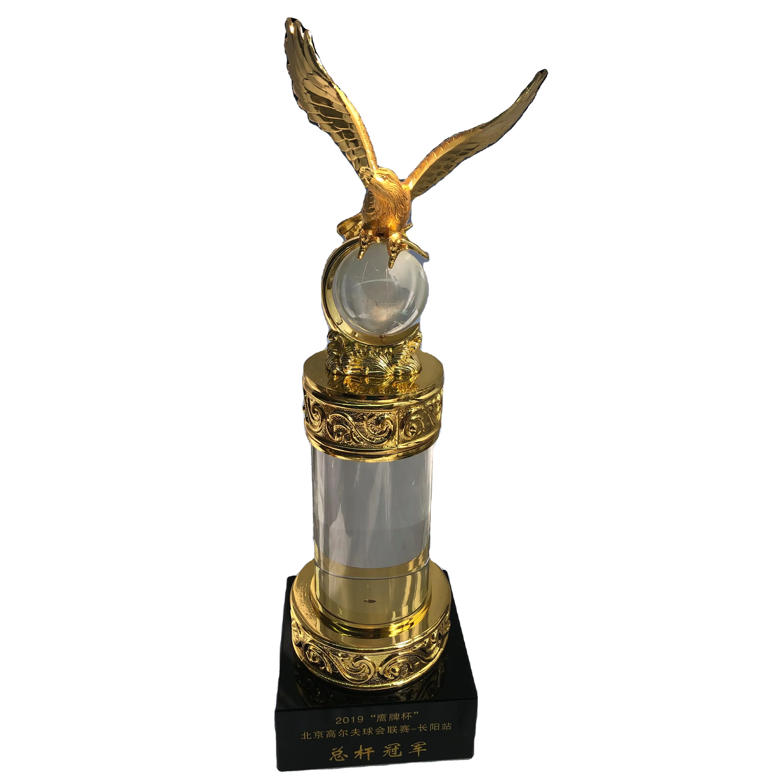 High Quality  Metal Eagle Trophy Plated Metal Trophy Cup Flying Eagle Trophies With Crystal