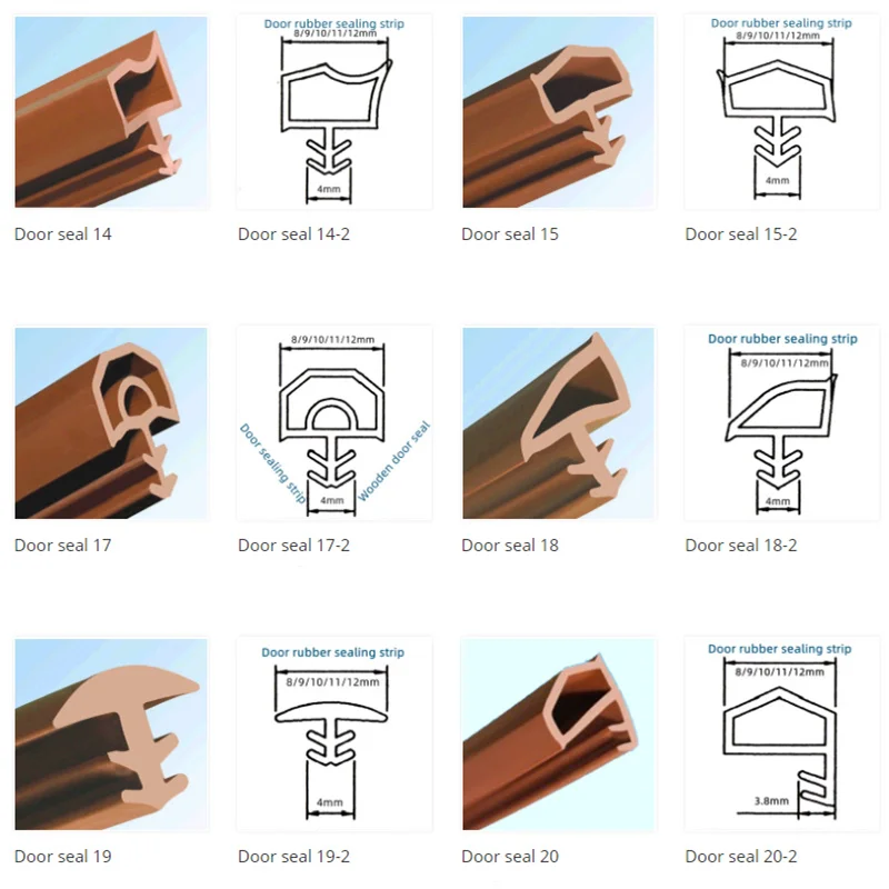 Door Insulation Strips with Width 8 mm -12 mm Rubber Extrusion Profile PVC sealing strip for Wooden Doors