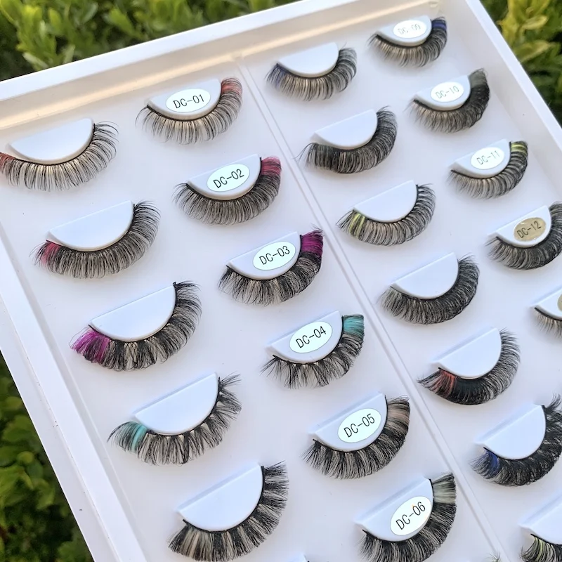 New Style Color Strip Lashes And Unique Custom Packaging Box Products China False Eyelashes Colorful