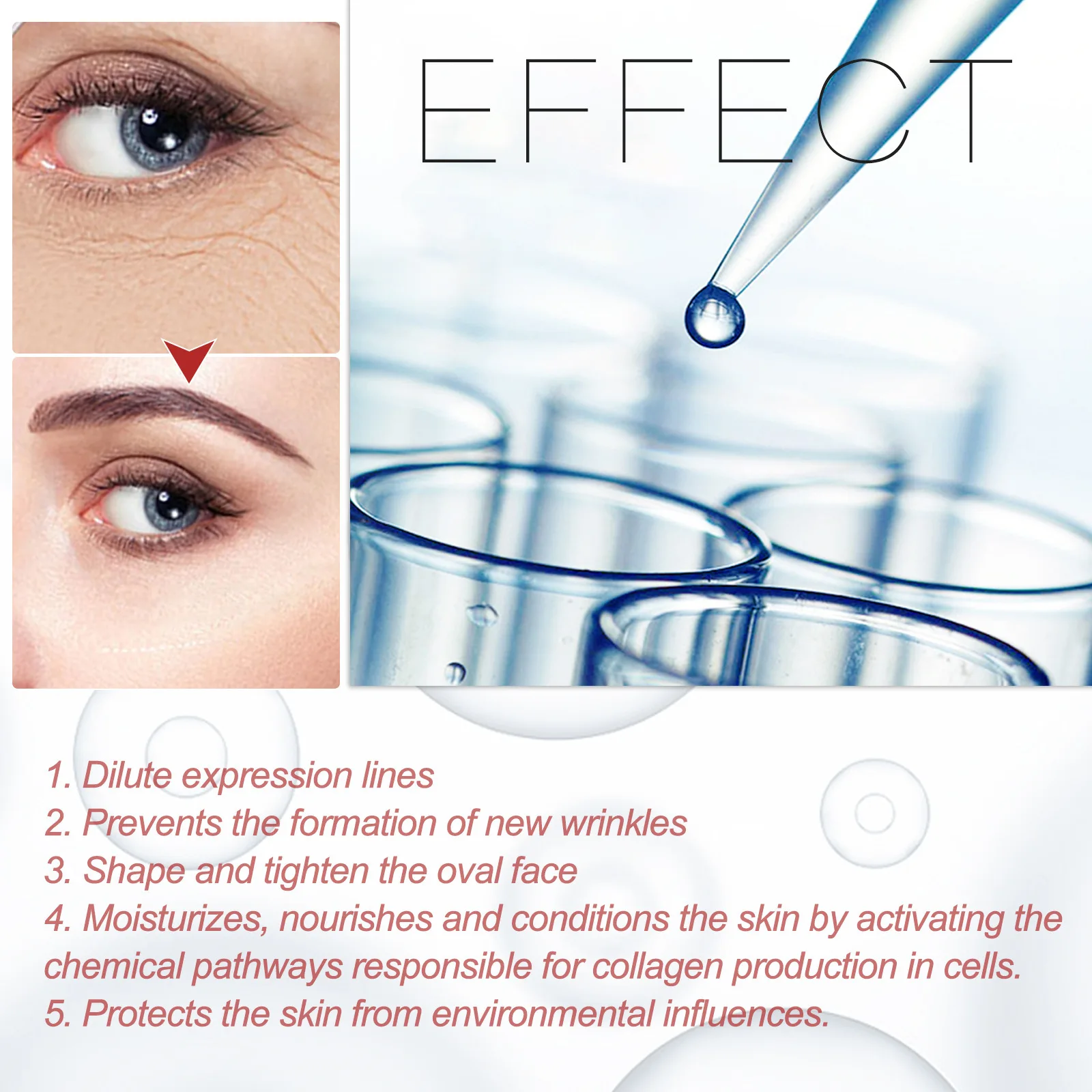 EELHOE 30Ml Three Type Recombinant Collagen Essence Anti-Aging Removal Blemish Dark Spots Light Fine Lines Lift Firming Serum