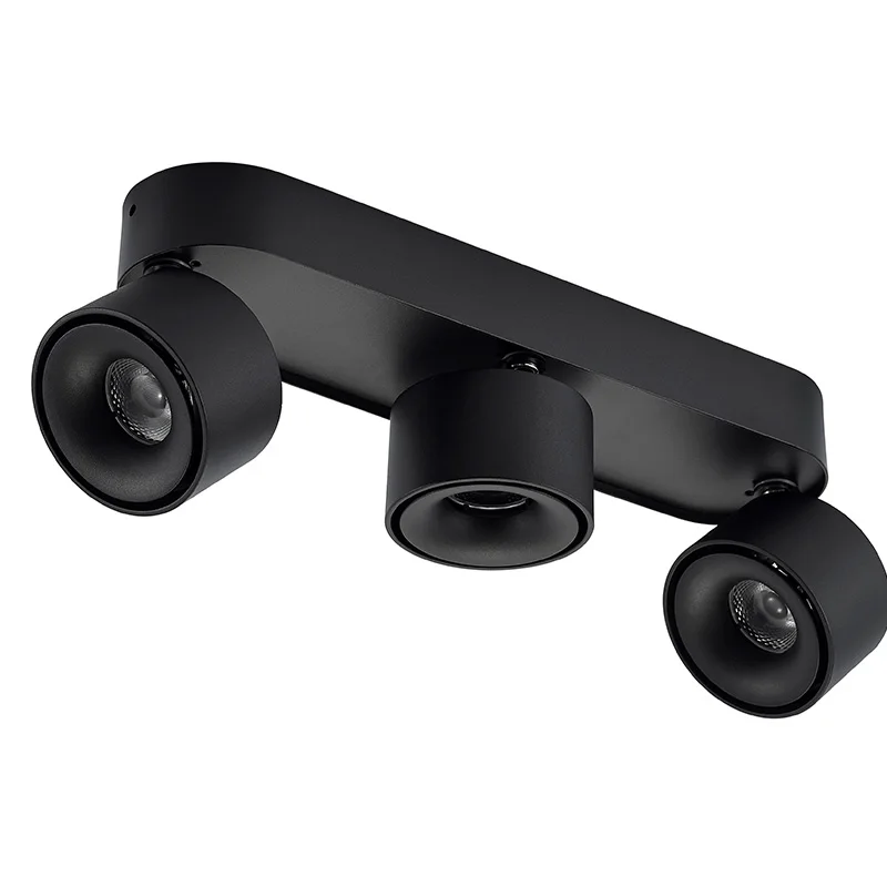 Adjustable Black Led Downlight Led Recessed Lights Three Heads Led Spot 360 Degree Rotation Ceiling Lamp For Bedroom Light