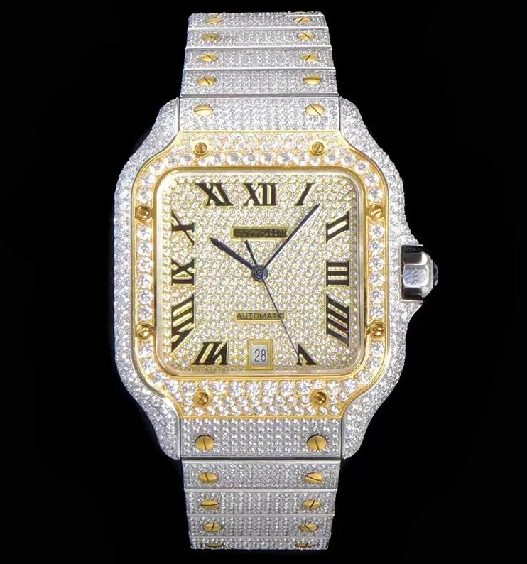 Moissanite watch Iced out watch Luxury Full bust down VVS CZ Watch top clone movement Automatic bling bling