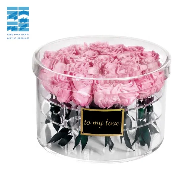 OEM round acrylic rose box Hot Sale vase Acrylic Round Flower Box Flower Box
