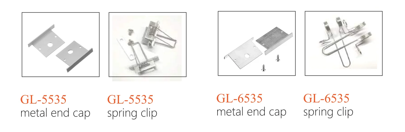 Glite 35*55mm 35*65mm recessed mounted GL-5535/GL-6535 aluminum profile for LED lighting with end plug and spring chip