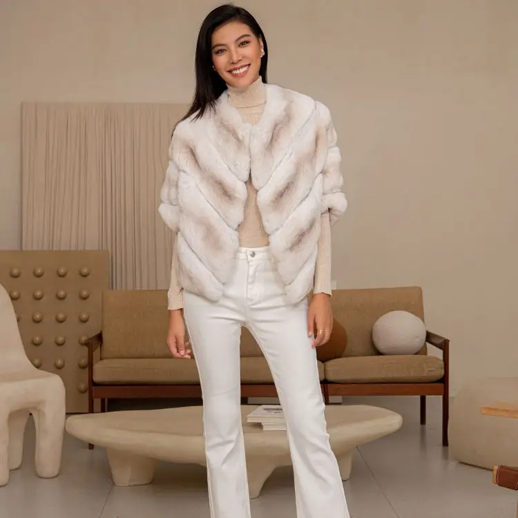 Factory New Arrivals Product Fox Fur Smooth Jacket Hot Fashion And Elegant Luxury Winter Fox Fur Coat For Women