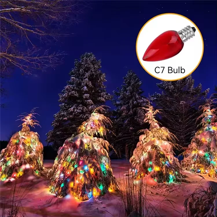 Strawberry-Shaped RGB C7 C9 LED Bulbs, Color-Changing Decorative Christmas Lights