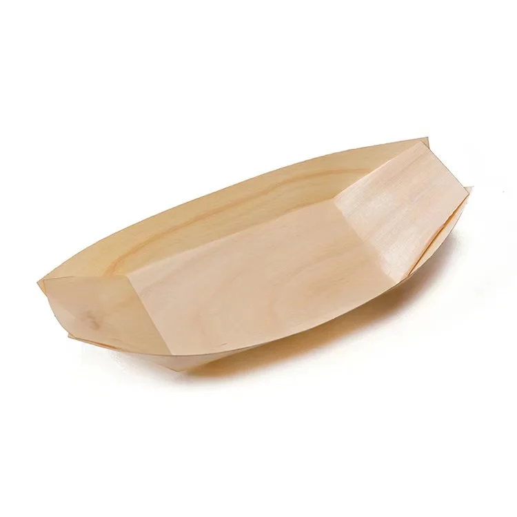 Disposable wooden wooden paper boat cooking box tableware sushi dessert plate boat boat hotel creative dinner plate