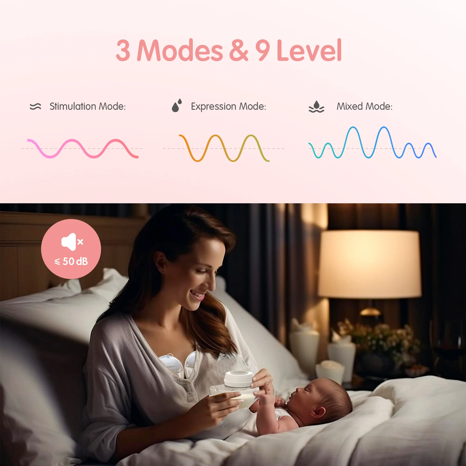 wholesale App control Hand Free Breastfeeding Pump Double-Sealed Flange 3 Modes 9 Levels electric Wearable Breast Pump