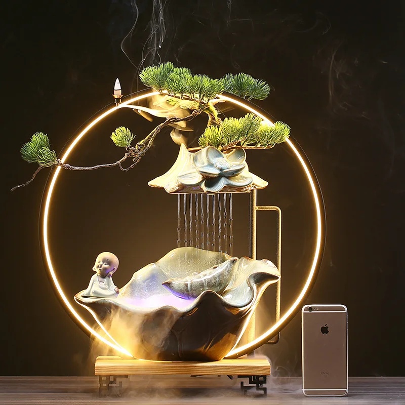 Flowing water ornaments home creative fountain living room office desktop porch for new home opening gift