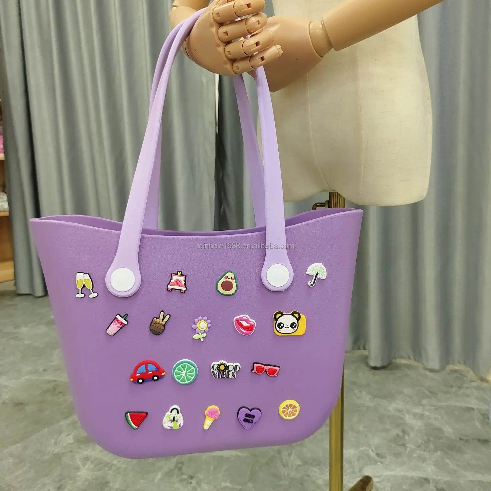 Candy Color Basket Handbags Luxury Hollow EVA Beach Bag Designer Brands Shopper Bags for Women 2024 Clear Purses Tote