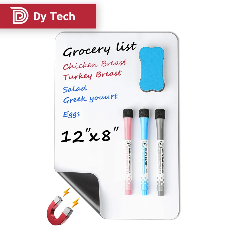 Hot sale small magnetic dry erase board sheet planner magnetic fridge for kitchen 12 x 8 inch size customizable white board