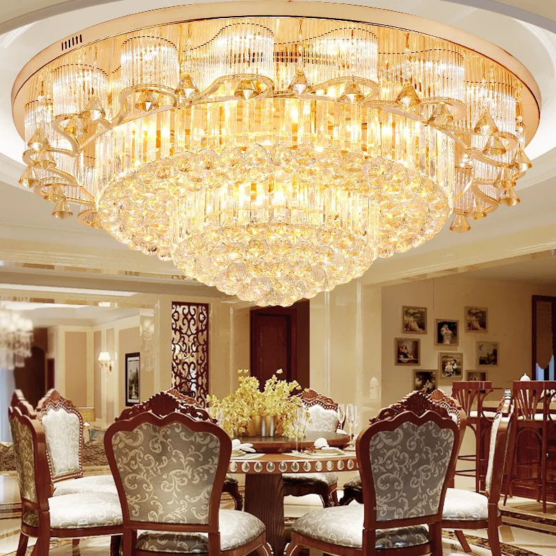Restaurant Crystal Lighting Fixtures Lamp Indoor Round Acrylic Dubai Led Ceiling Lamp