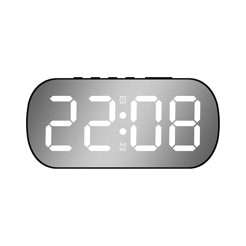 Large Snooze Table Automatic Backlight Mirror Thermometer Electronic Quartz LED Desktop Alarm Clock with Calendar Feature