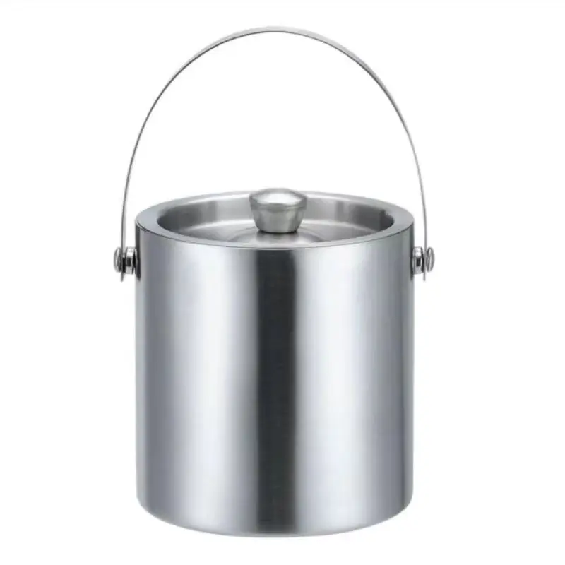 Stainless Steel Double-Walled Ice Bucket with Lid Christmas Party Metal Champagne Cooler for Wine