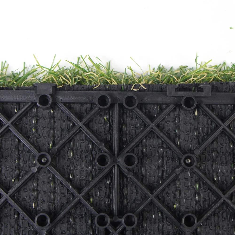 Large size 300mm*300mm interlocking artificial grass tile mats for home decor