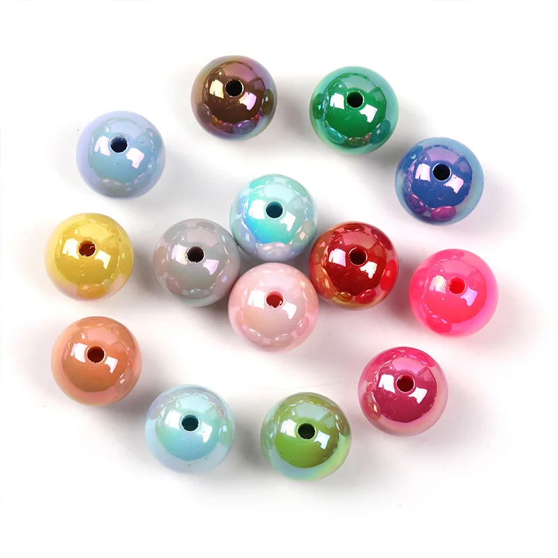 SOJI Wholesale HOT Shiny 16MM Round UV Plated Bubblegum Beads Candy Color Gumball Beads DIY Bracelet Necklace For Pen Making