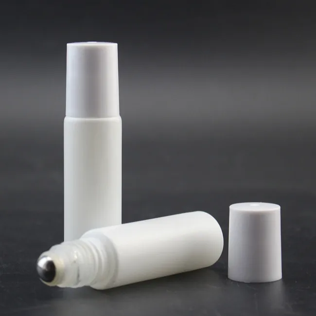 10ml black white frosted glass bottle 10 ml roll on empty glass bottles for attar essential oil perfume lip oil container
