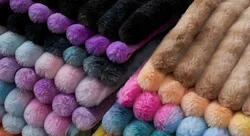 RL PV Plush tie-dye colorful Rabbit Fur Faux Mink Fur Cheap vintage velvet fabric for clothes clothing by the yard clearance