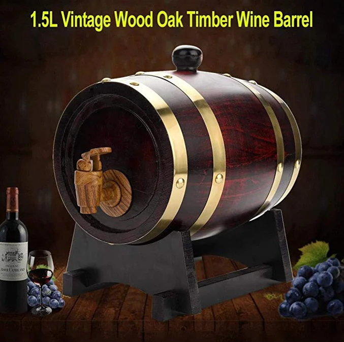 
1.5 liters of wine, beer, whiskey, rum, oak wine in oak barrels 